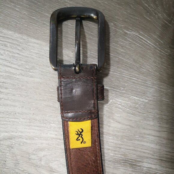 2 / $30.00 - Browning Men's Size 40 Leather Dark Brown Belt with Brass Buckle - Picture 5 of 11